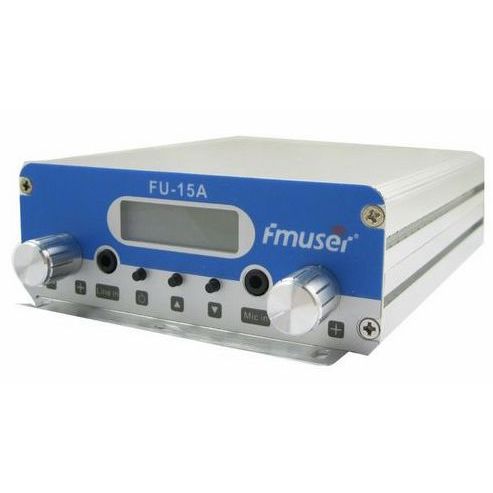 FMUSER 15W CZH-15A  CZE-15A FU-15A FM stereo PLL broadcast transmitter FM exciter 88Mhz - 108Mhz cover 2KM-4KM Silver Color
